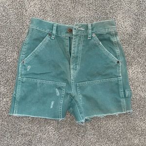 BDG Cut Off Carpenter Shorts, size 24, bluish/green color